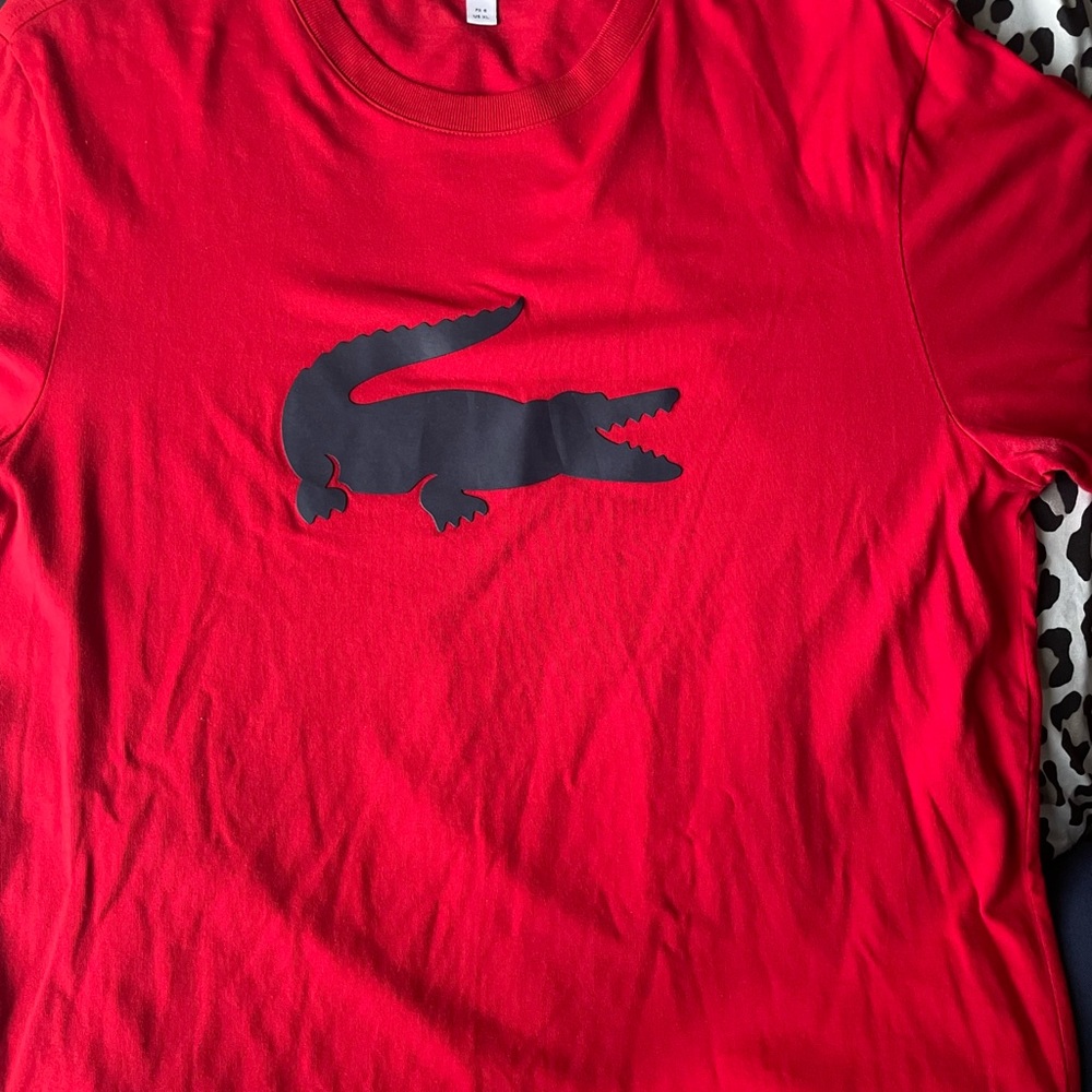 Red T-Shirt with Lacoste Logo